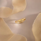 Organic Diamond Curve Ring Silver 18K Gold Plated