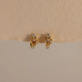 Diamond Topaz Heart Hoops Silver 18K Gold Plated