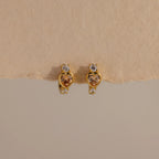 Diamond Topaz Heart Hoops Silver 18K Gold Plated
