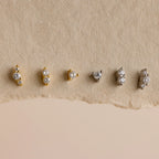 Diamond Flatback Studs Set Silver 18K Gold Plated