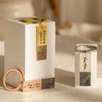 Fingerprint Bar Keychain Silver 18K Gold Plated