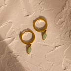 Jade Marquise Huggies Silver 18K Gold Plated