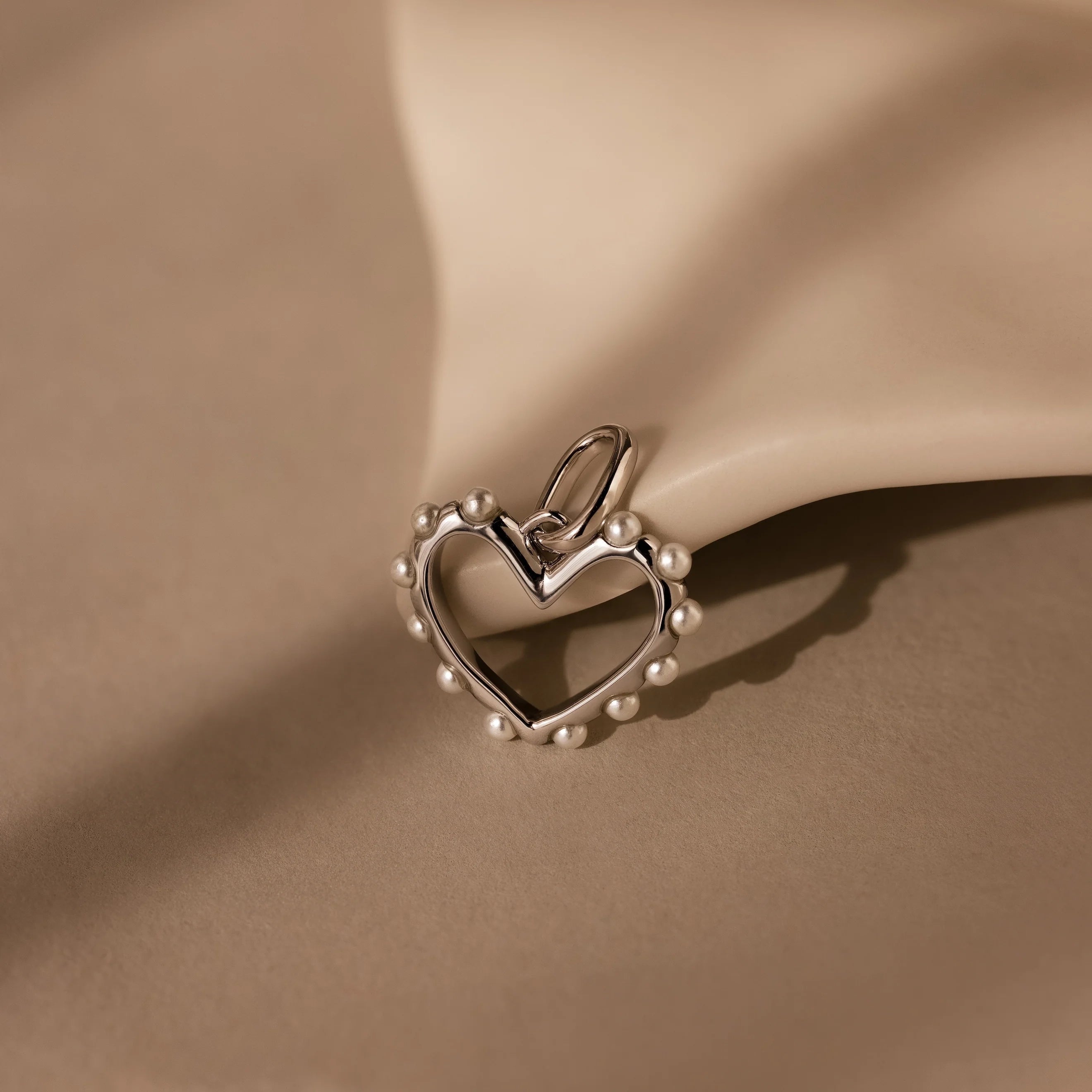 Classic Pearl Heart Charm Silver 18K Gold Plated