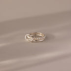 Opal Tennis Eternity Band Linked Ring Set Silver 18K Gold Plated