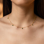 Larissa Emerald Station Necklace Silver 18K Gold Plated