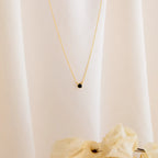 Onyx Diamond Necklace Silver 18K Gold Plated