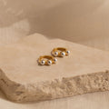 Triple Pearl Huggies Silver 18K Gold Plated