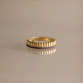 Ribbed Amethyst Stack Ring Silver 18K Gold Plated