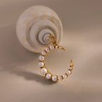 Pearl Moon Charm  Silver 18K Gold Plated