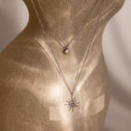 Diamond Starburst Duo Necklace Silver 18K Gold Plated