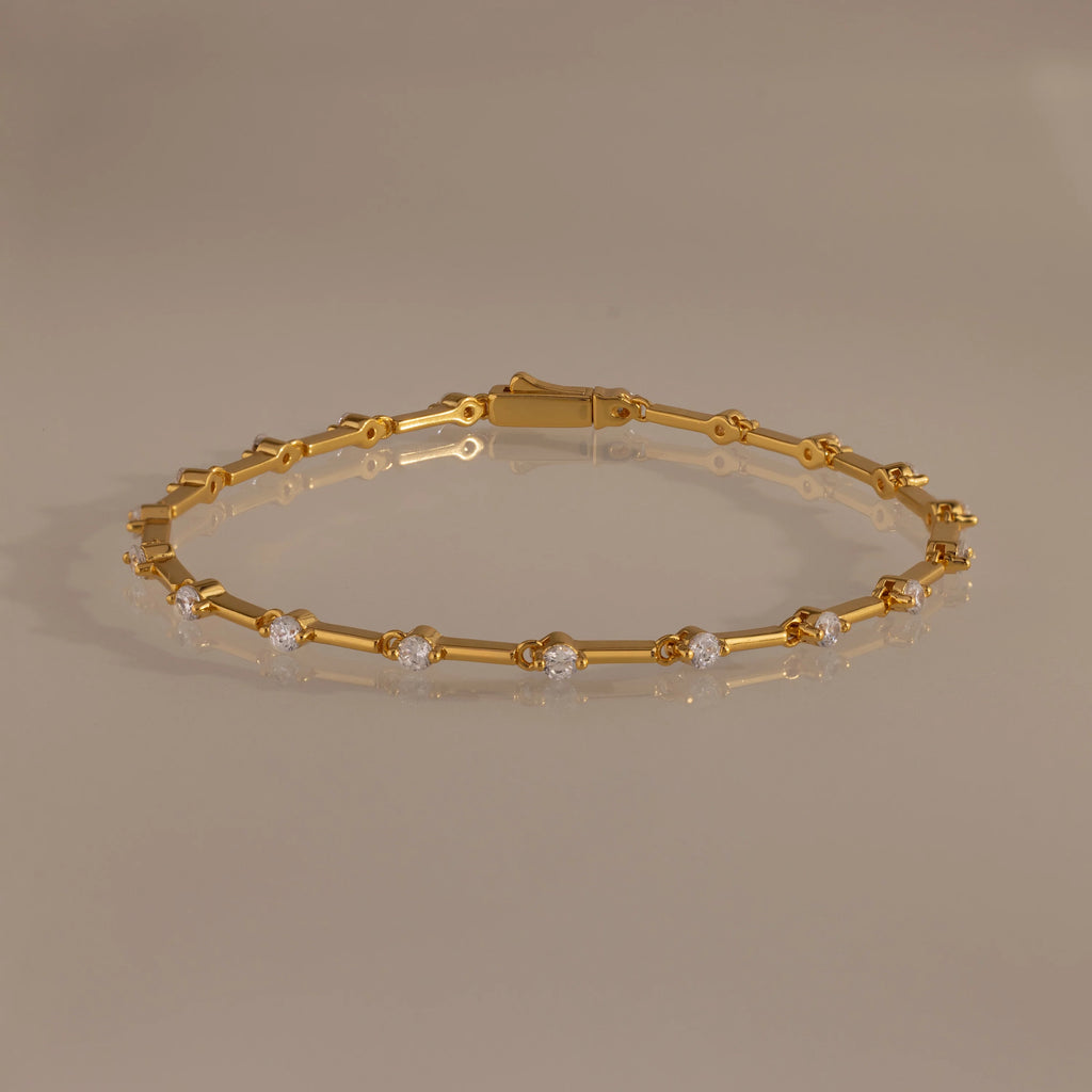 Sprinkle Diamond Tennis Bracelet Silver 18K Gold Plated