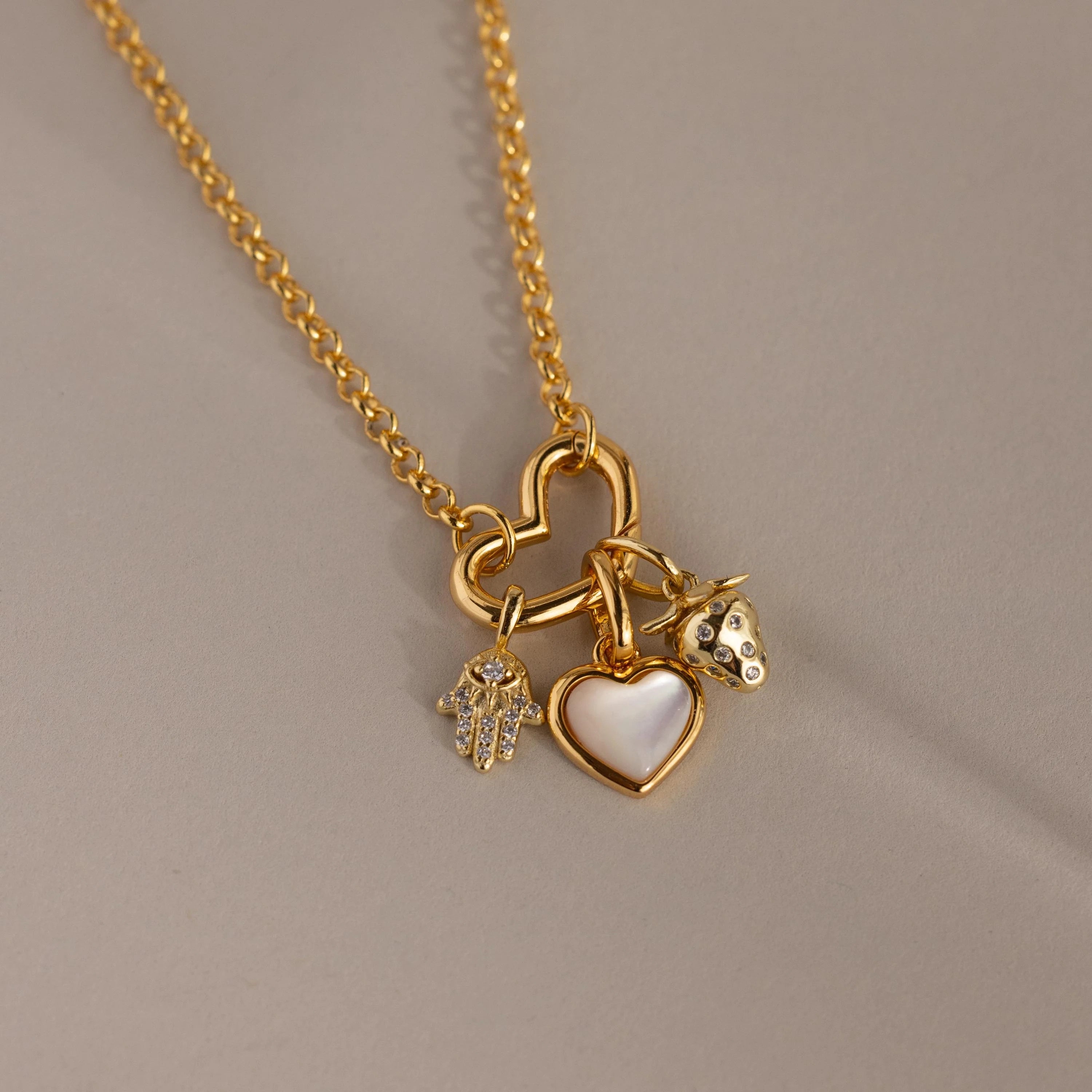 Strawberry Diamond Charm Silver 18K Gold Plated
