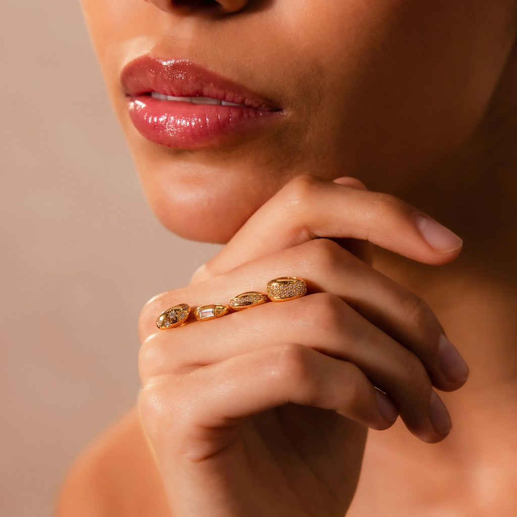 Sprinkle Diamond Dome Spacer Charm Silver 18K Gold Plated