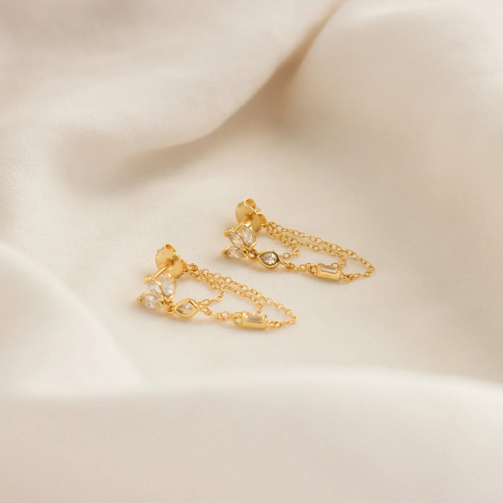Genesis Chain Earrings Silver 18K Gold Plated