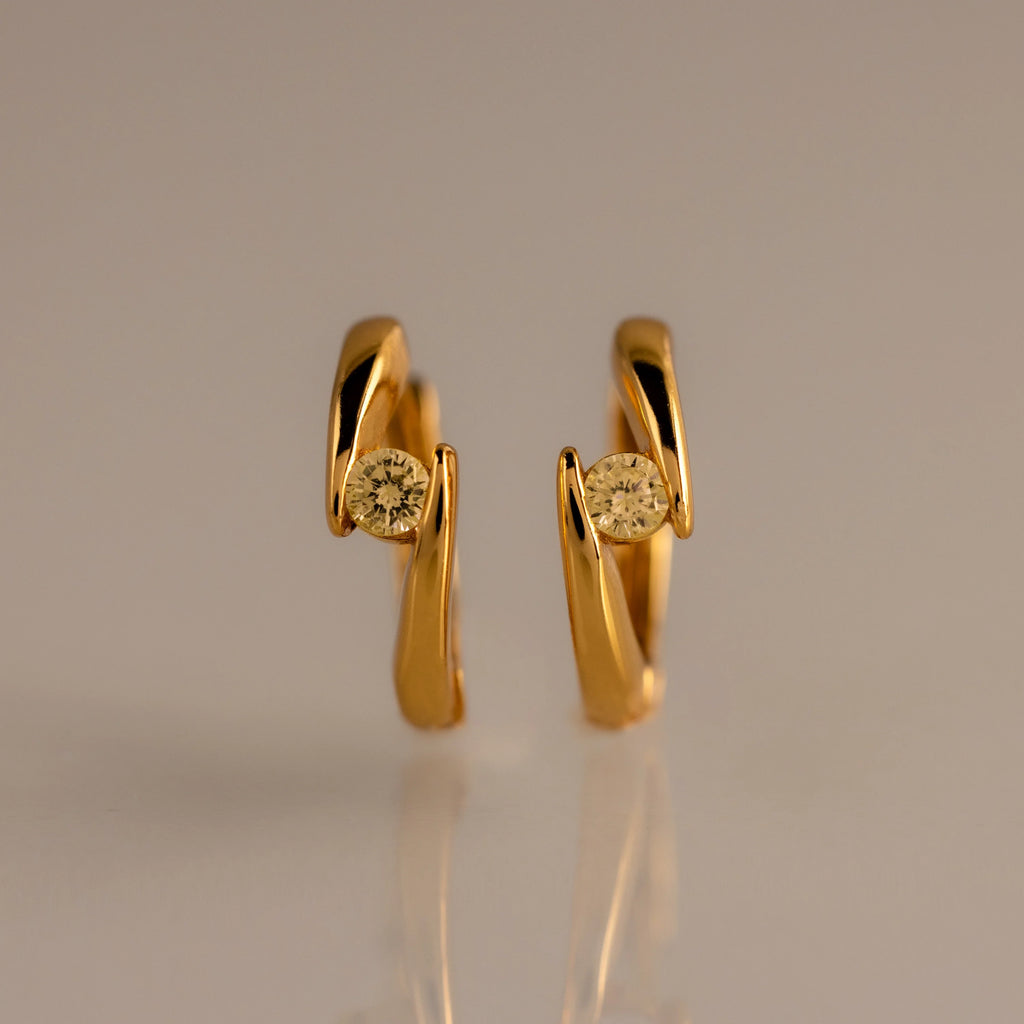 Topaz Huggies Silver 18K Gold Plated