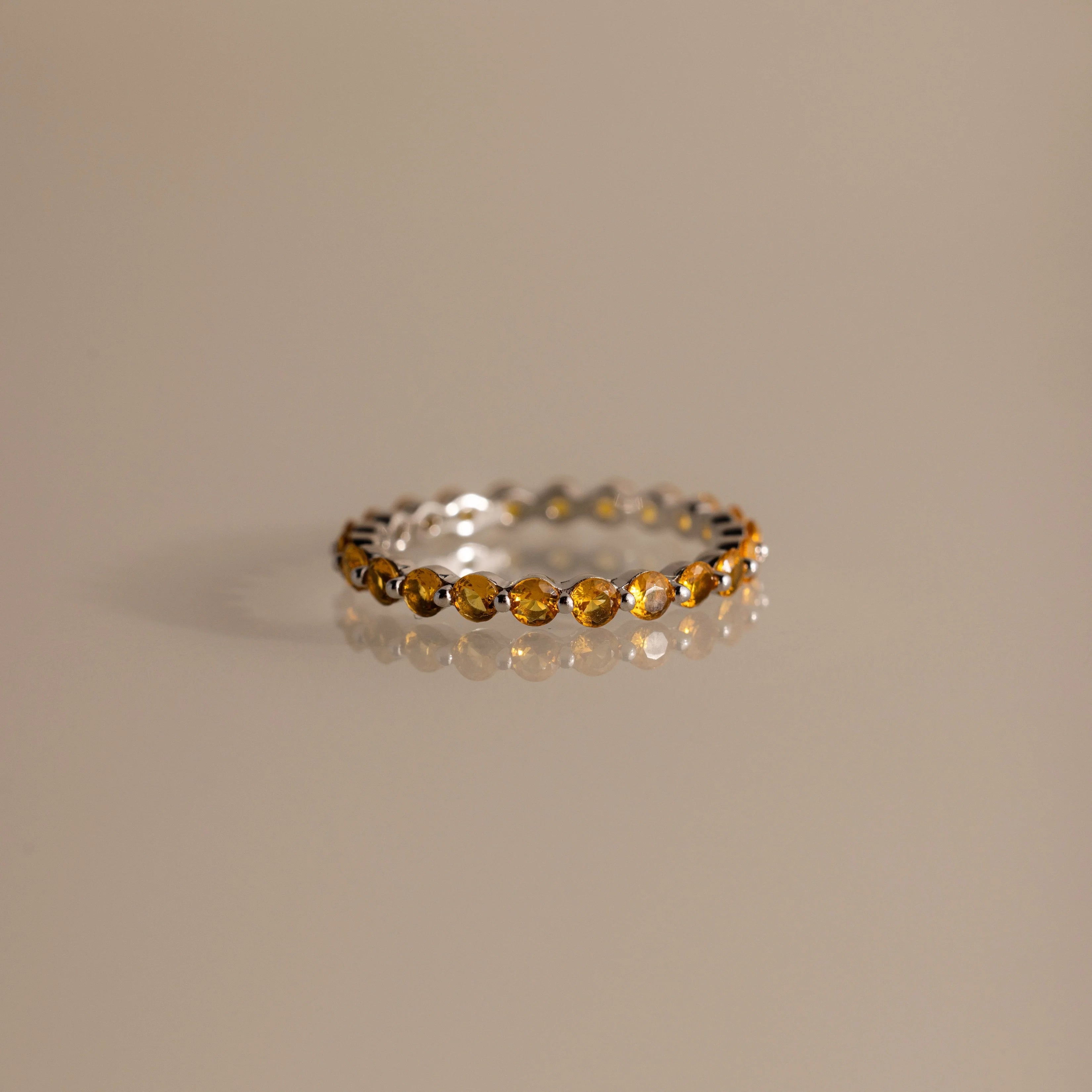 Topaz Lace Eternity Ring Silver 18K Gold Plated