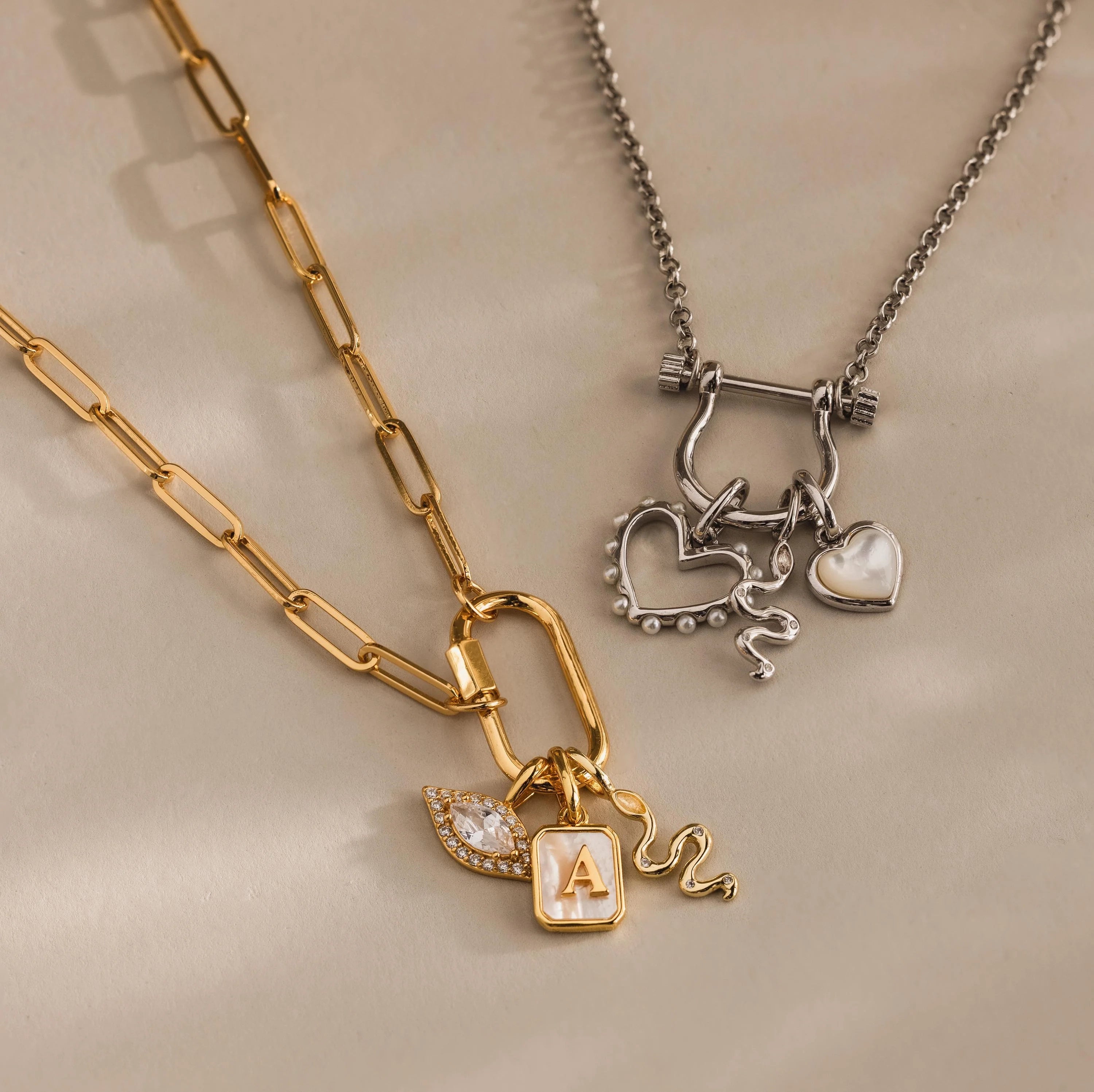 Viper Snake Charm Silver 18K Gold Plated