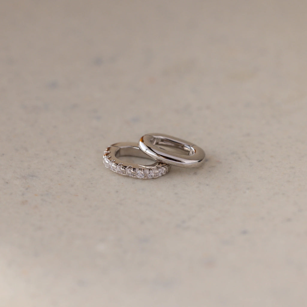 Multipurpose Pave Ring Lock Set in Silver 18K Gold Plated