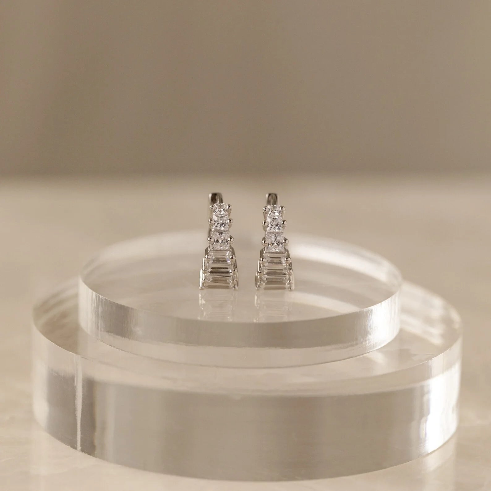 Diamond Art Deco Huggies Silver 18K Gold Plated