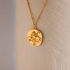 Zodiac Coin Necklace Silver 18K Gold Plated