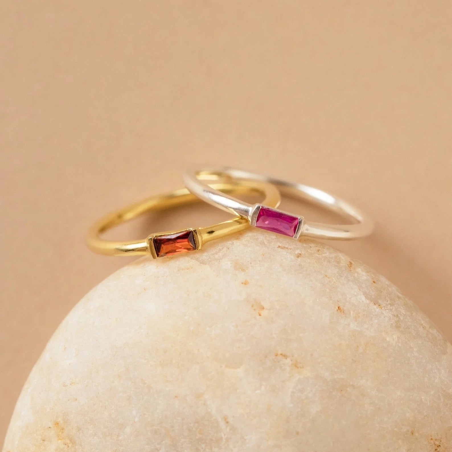Custom Baguette Birthstone Ring
