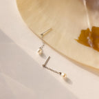 Diamond Pearl Drop Earrings Silver 18K Gold Plated