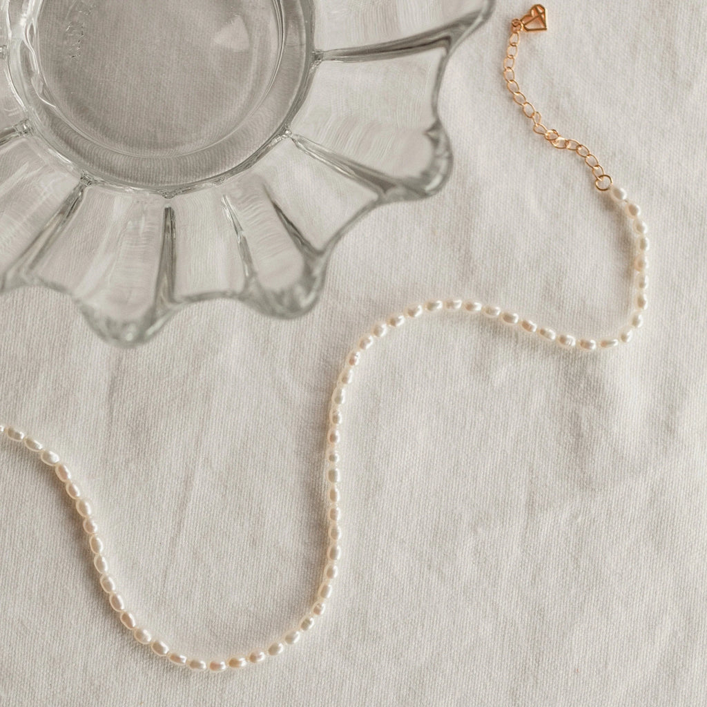 Pearl Choker Necklace Silver 18K Gold Plated