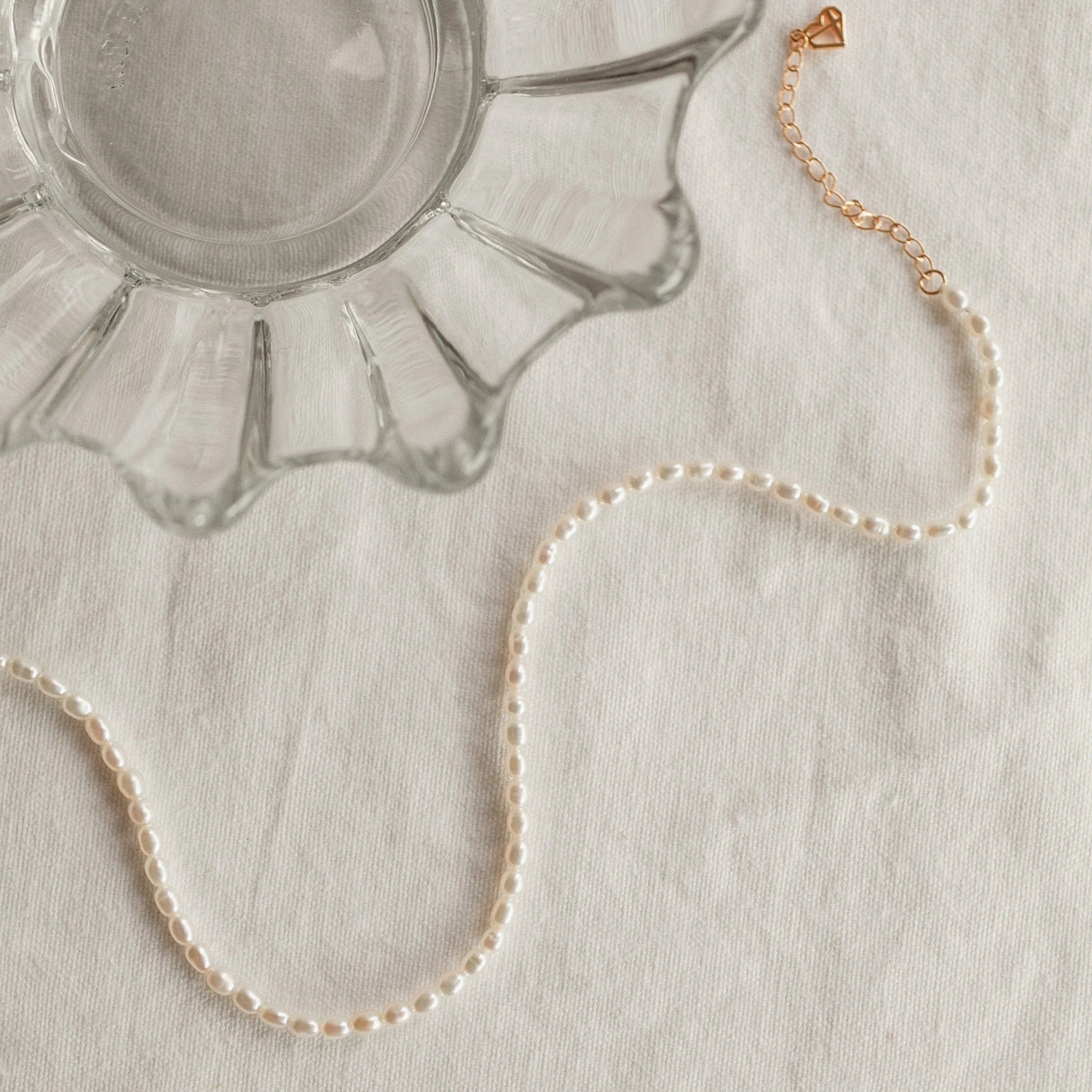 Pearl Choker Necklace Silver 18K Gold Plated