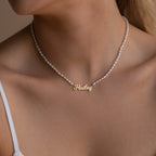 Mellow Pearl Name Necklace Silver 18K Gold Plated