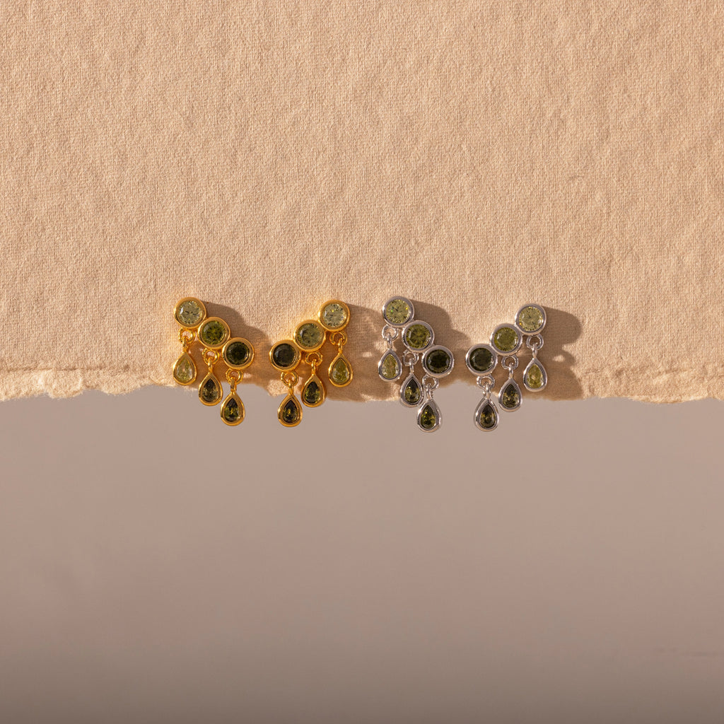 Peridot Raindrop Studs Silver 18K Gold Plated