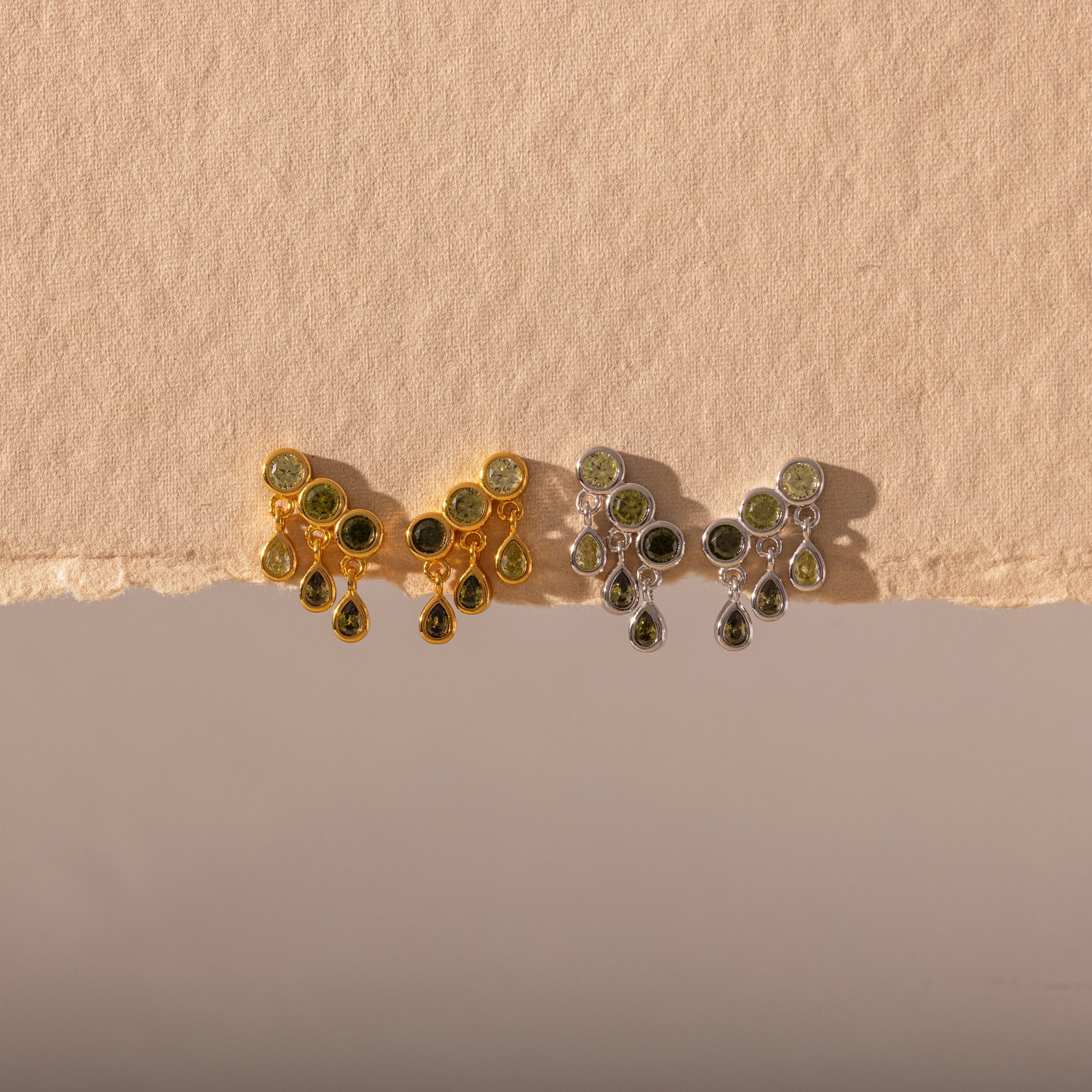 Peridot Raindrop Studs Silver 18K Gold Plated