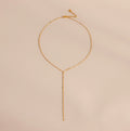 Mirror Chain Lariat Necklace Silver 18K Gold Plated