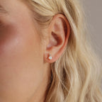 Opal Diamond Flatback Studs Silver 18K Gold Plated
