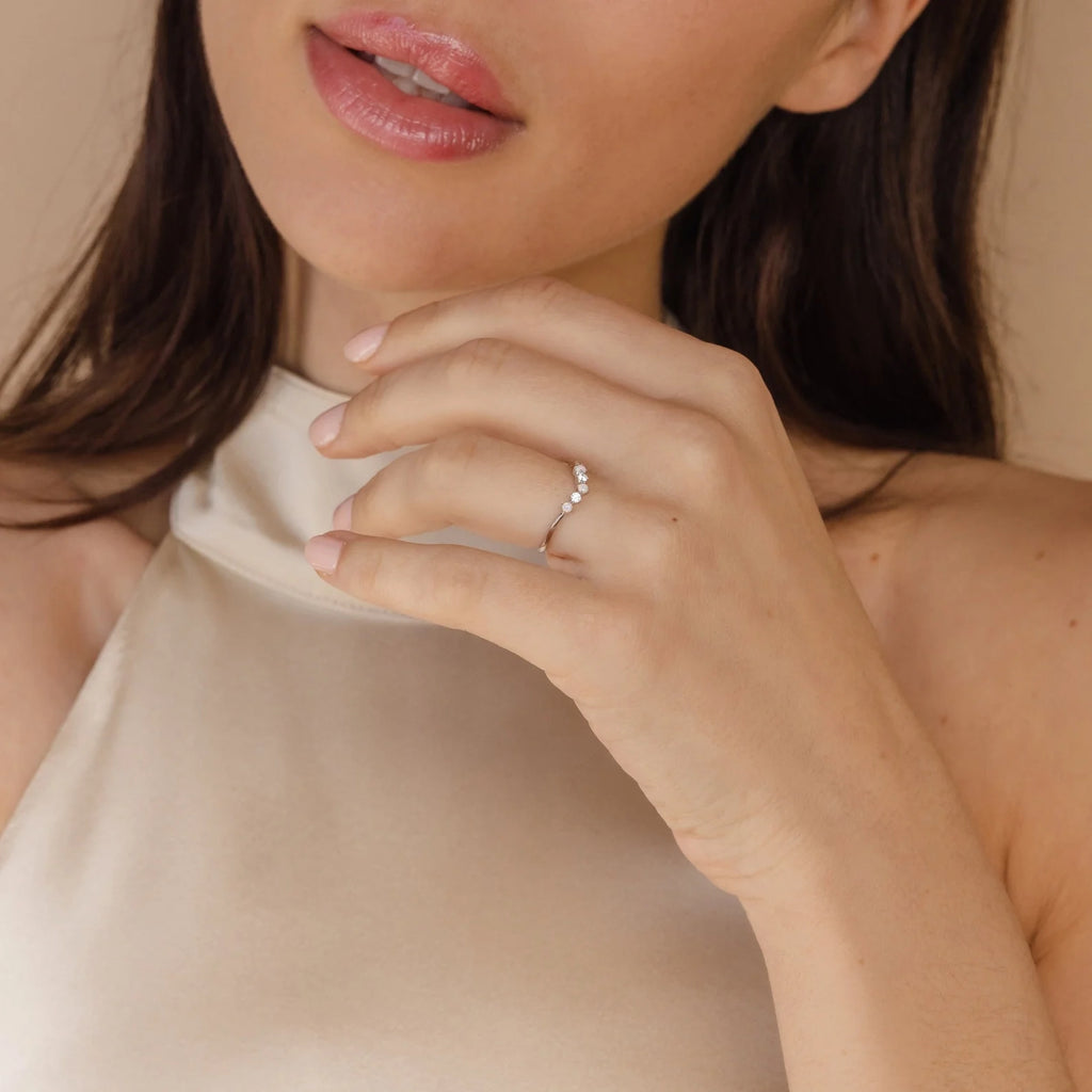 Layla Opal Diamond Ring Silver 18K Gold Plated