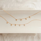 Pave Letter Necklace Silver 18K Gold Plated