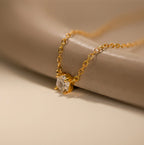 Hexagonal Diamond Charm Necklace Silver 18K Gold Plated