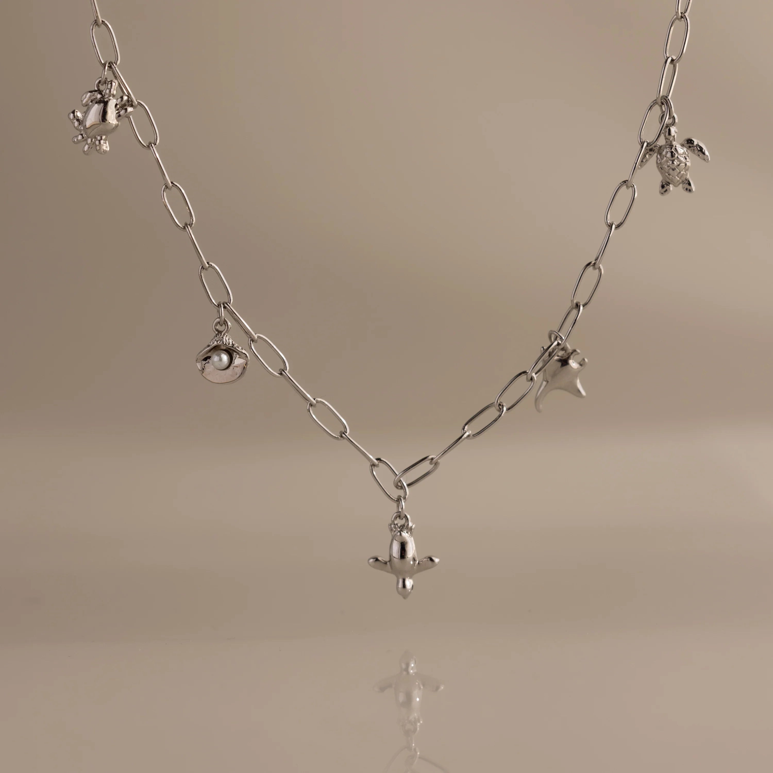 Seaside Charm Necklace Silver 18K Gold Plated