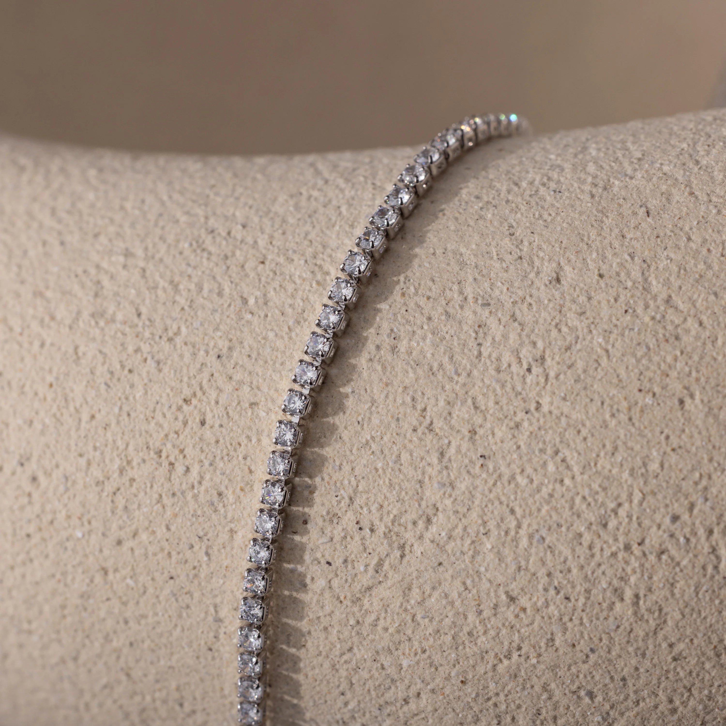 Diamond Tennis Choker Necklace Silver 18K Gold Plated