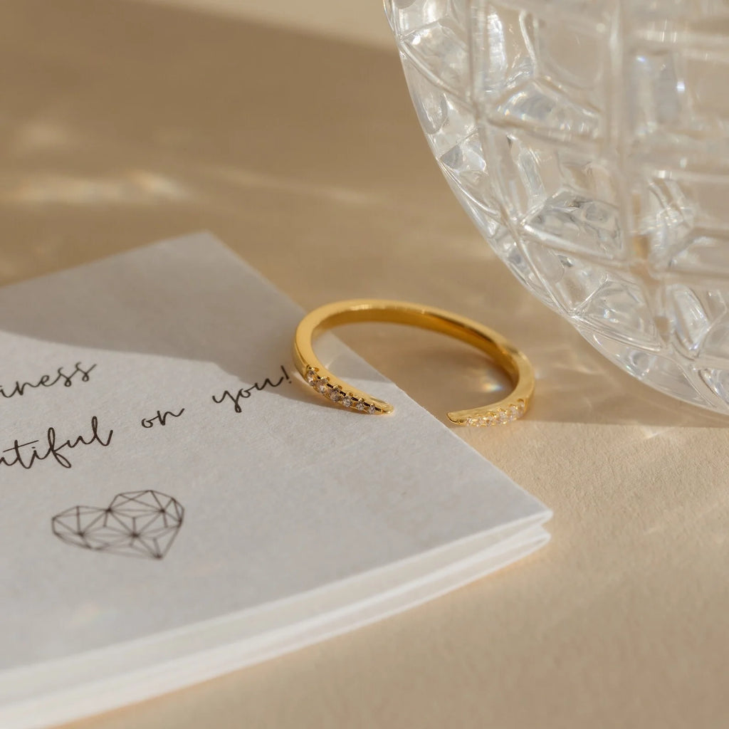Jessie Duo Pave Ring Silver 18K Gold Plated