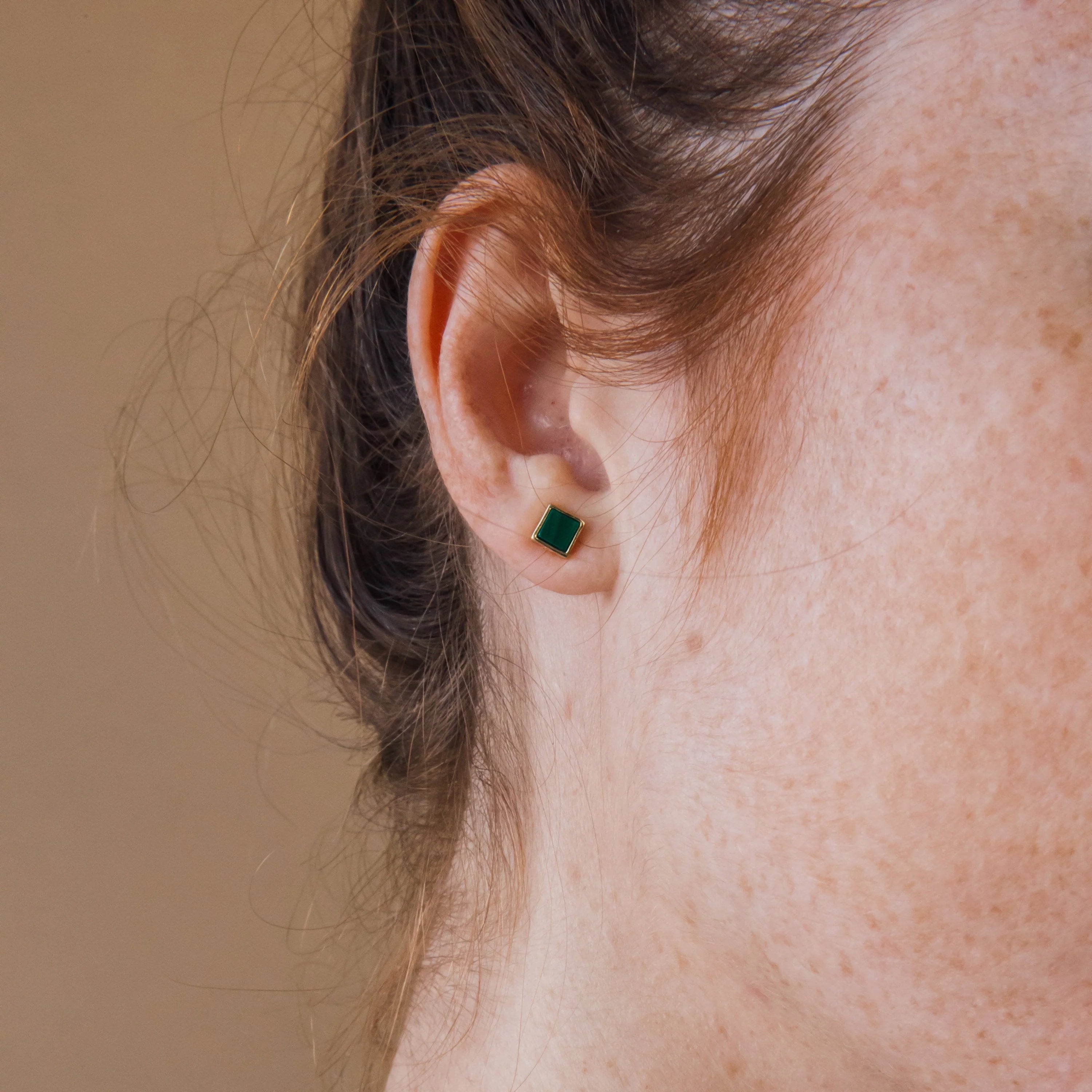 Malachite Studs  Silver 18K Gold Plated