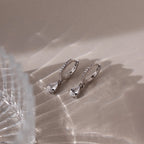 Diamond Drop Huggies Silver 18K Gold Plated