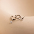 Diamond Pave Earrings Set Silver 18K Gold Plated