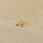 Jane Diamond Studs Silver 18K Gold Plated