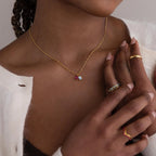 Pear & Baguette Birthstone Charm Set Silver 18K Gold Plated