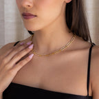 Diamond Link Chain Necklace Silver 18K Gold Plated