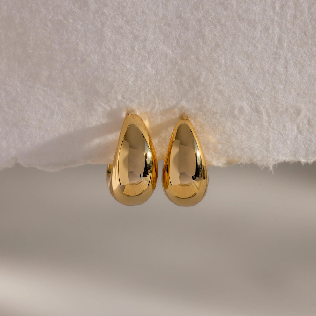 Bold Teardrop Earrings Silver 18K Gold Plated