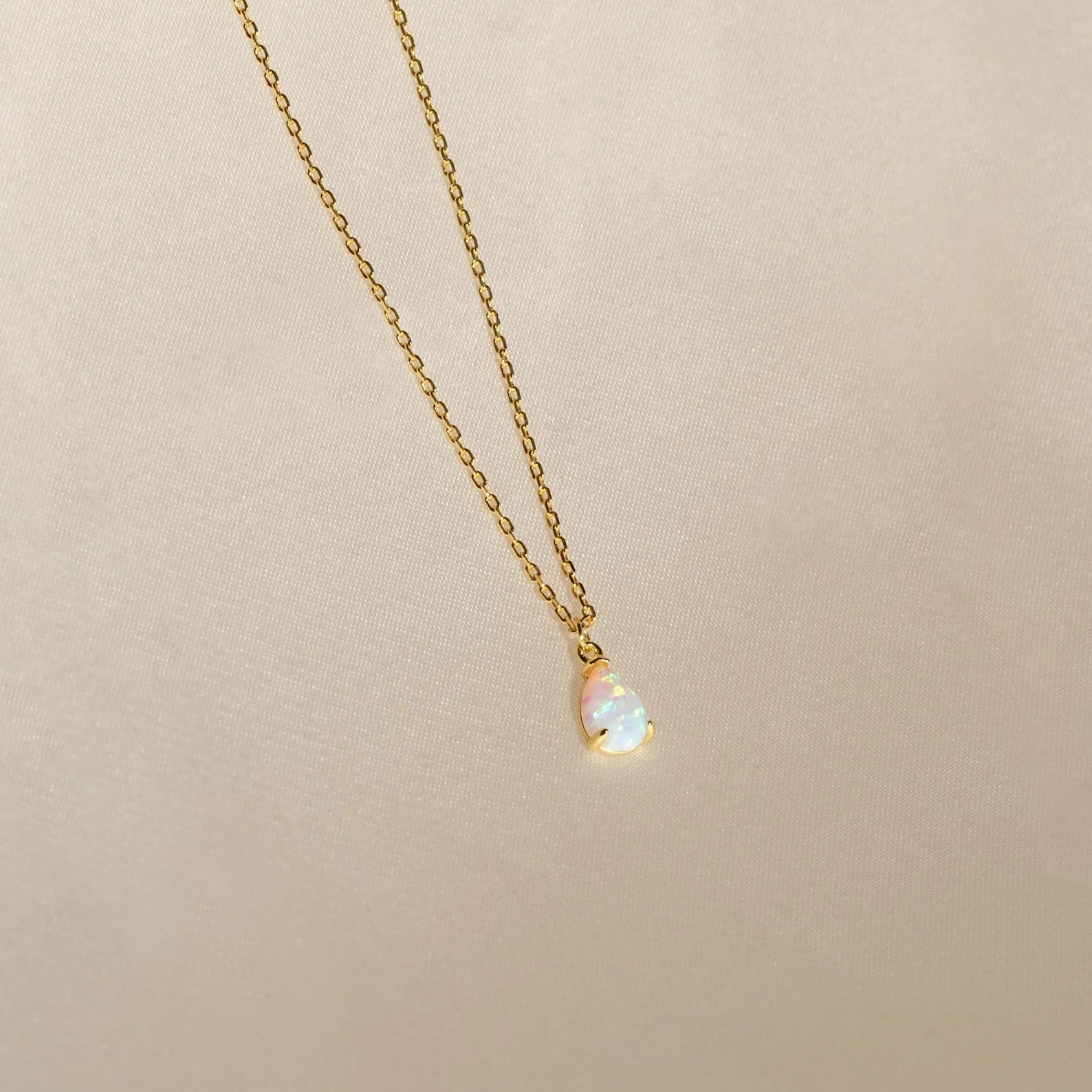 Tabitha Opal Drop Necklace Silver 18K Gold Plated