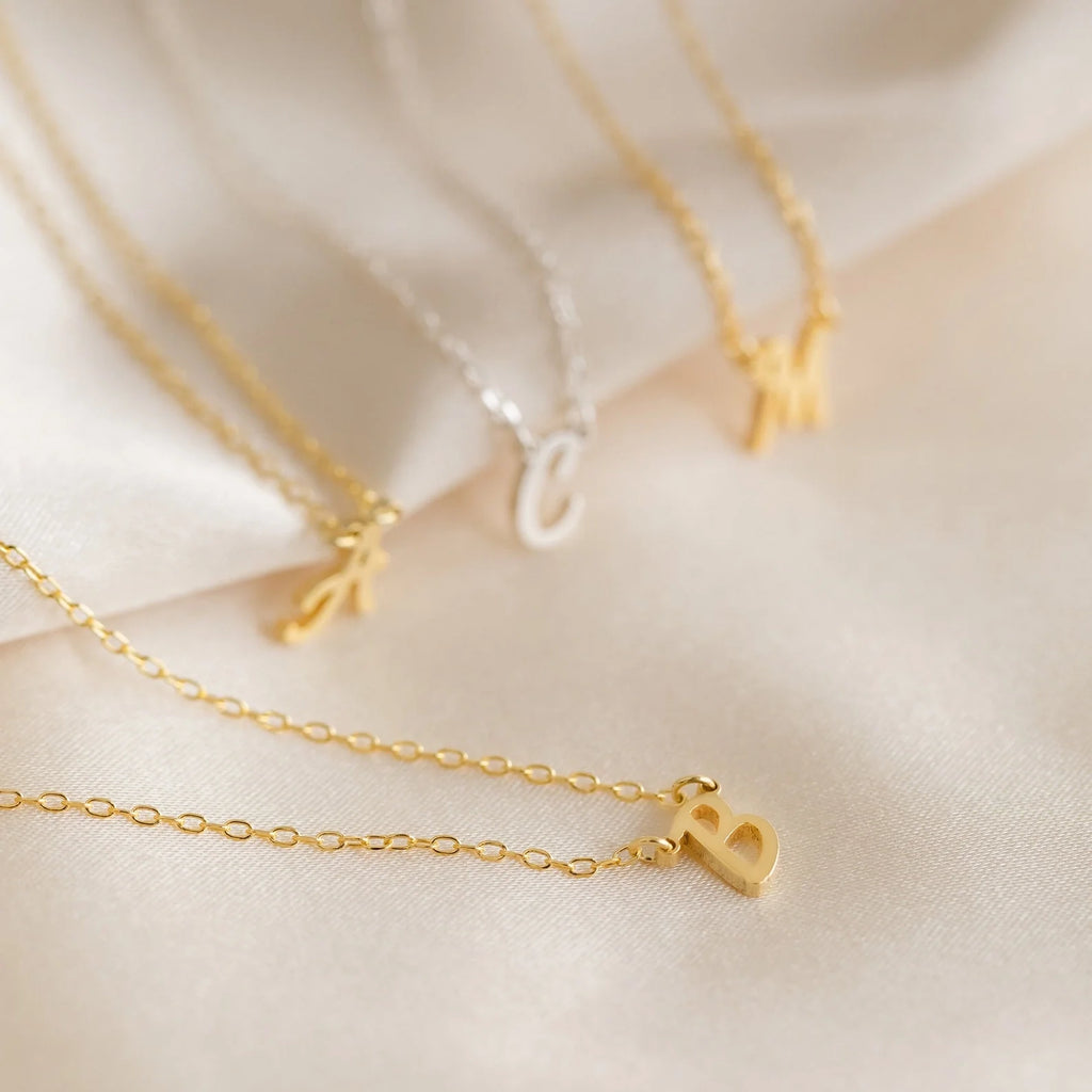 Grace Dainty Initial Necklace Silver 18K Gold Plated