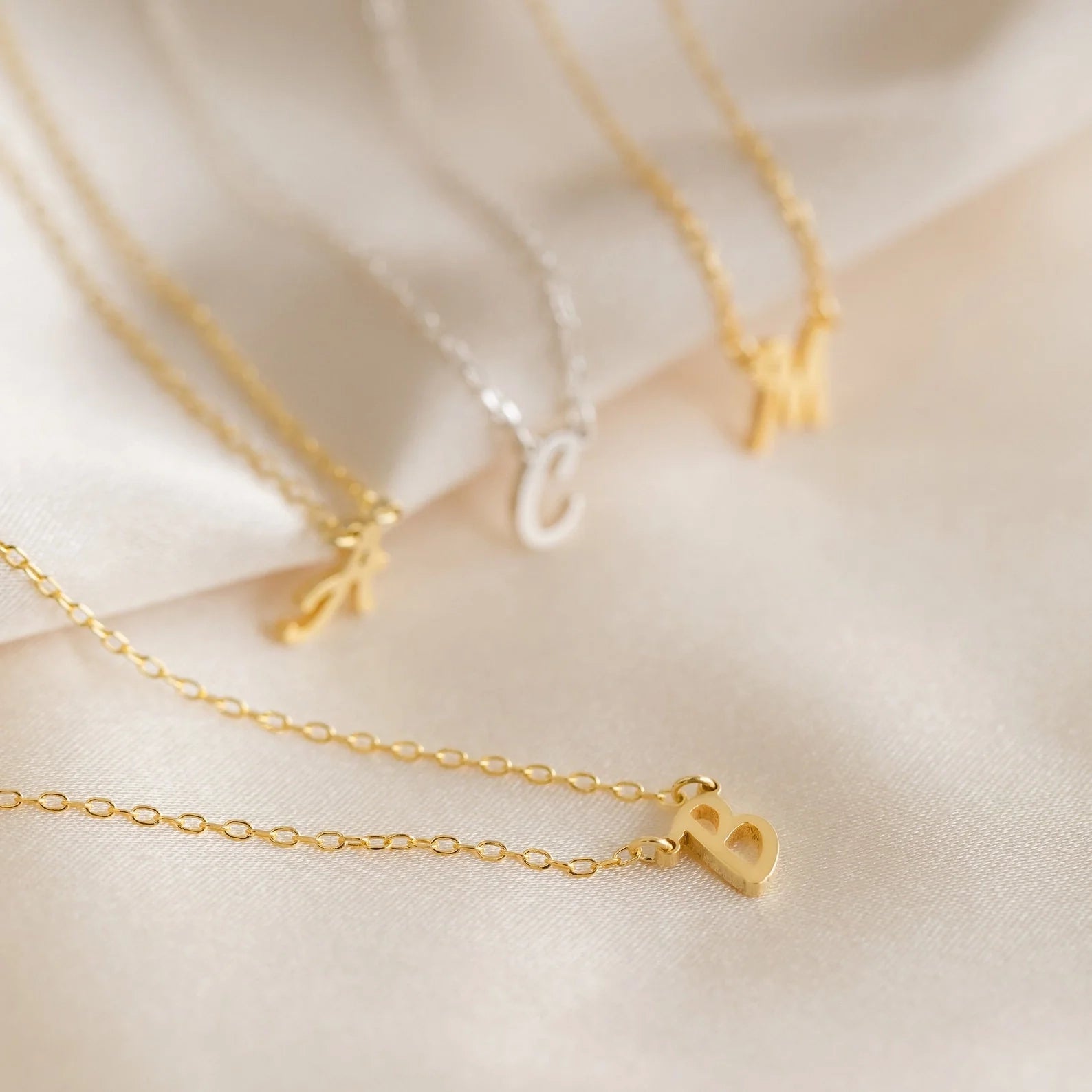 Grace Dainty Initial Necklace Silver 18K Gold Plated