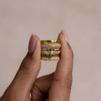 Diamonds Peridot Rings Set Silver 18K Gold Plated
